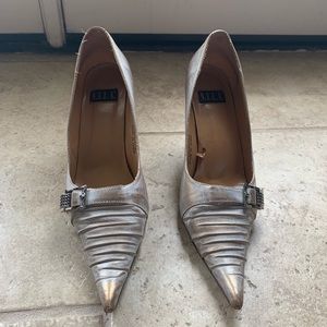 N.Y.L.A. Rose Gold Leather Heels